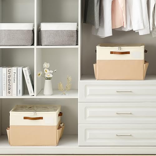 Varhomax Shoe Organizer Box for Closet, Fabric Shoe Storage Bin with Adjustable Dividers & Clear Cover, Holds up 16-32 Pairs of Sneakers & Sandals for Entryway, Cubby - Image 3