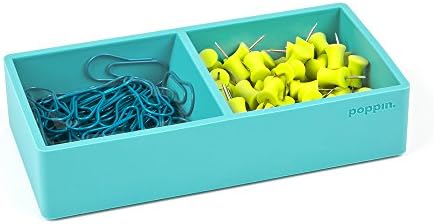 Poppin Stackable Letter and Accessory Trays for Office Organization - Modular Lacquer Desk Trays, Color-Coordinated Office Supplies for Desk, Paper Trays (Aqua, This & that Tray) - Image 2