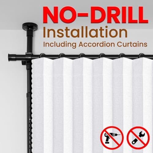 100% Blackout Room Divider Curtains Sets White W100 x L96 in 2 Panels No Drill Curtain Rods(H) 43-120×(W) 35-200 in for Bedroom Privacy Partition Separator - Image 3