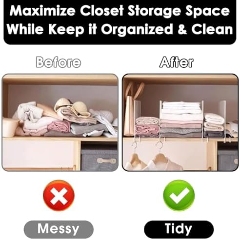 Shelf Dividers, 8 Pack Closet Organizers and Storage, Metal Closet Dividers Shelf Organizer for Wood Shelves, Linen Closet Organization Separators for Purse Handbag Sweater Clothes Wardrobe Cabinet - Image 5