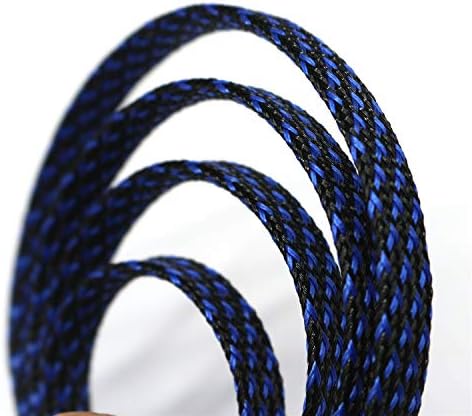 30ft PET Expandable Sleeving Wire Cable Sleeve (1/3", Blue&Black) - Image 3