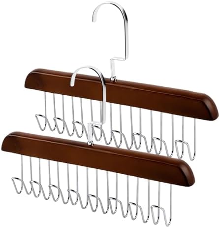 Belt Hangers for Men - 2 Pack Belt Organizer for Closet with 16 Metal Hooks Bra Organizer for Closet - Non-Slip Belt Holder for Closet Space Saving Belt Holder Belt Rack for Closet Brown by Plowatxi