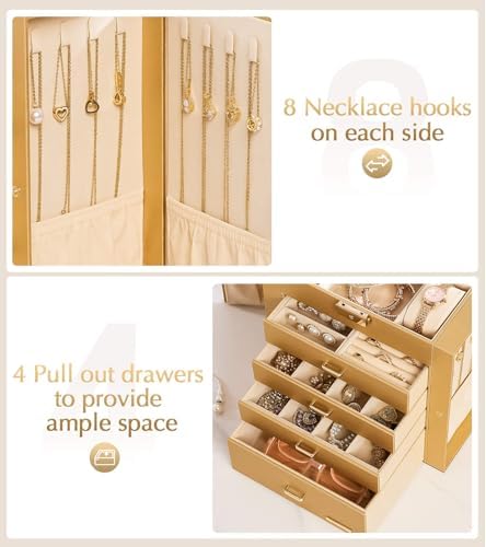 Homde Large Jewelry Box for Women: 5-Layer Organizer with Lock for Dresser - Image 5