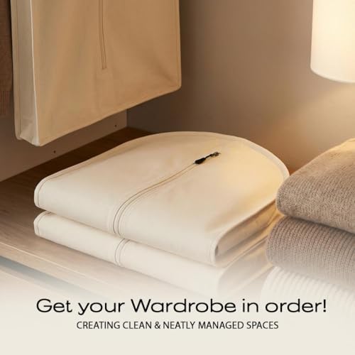 100% Cotton Garment Bag | Long | Breathable Garment Bags for Hanging Clothes | Garment Storage Bag for Long Dresses & Coats Storage | Pack of 3 (42 Inch) - Image 2