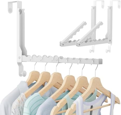 Over the Door Hook, Door Hooks for Hanging Towels, Bags,Coats,Umbrellas, Mirrors, Over Door Dual-Hook, Suitable for Bathrooms, Bedrooms, Laundry Rooms, Kitchens, Storage Rooms (White-2(UP)) by WLCSNG