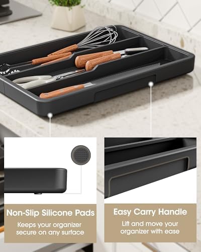 Aujen Silverware Drawer Organizer, Adjustable Utensil Cutlery Tray - Image 6