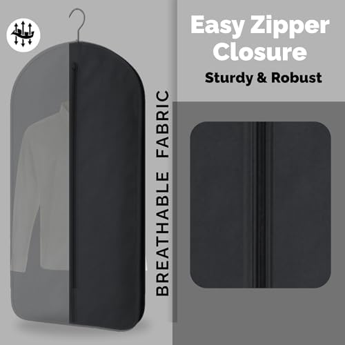 Cotton Garment Protector Bag Cover - Dust Free Cloth Hanging, Wardrobe storage for Dresses and Suits (with Zipper (24" x 42")) - Image 2