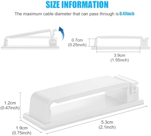 XHF 100 PCS Self Adhesive Cable Clips(L) White,Wire Clips Cable Management Wire Organizer Cord Holder for Under Desk, Car, Wall, TV PC Ethernet Cable - Image 2