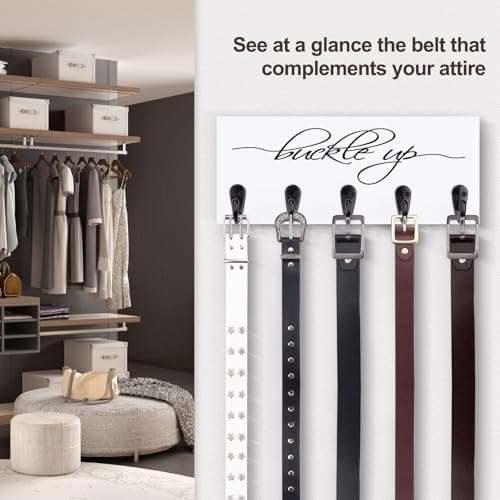 GZOO Tie Rack and Belt Organizer for Closet, Wall Mount Belt Hanger and Tie Organizer for Stores and Displays Mens Accessories for Easy Selection and Space Saving Efficiency(11.4" x 4.7") (White) - Image 3