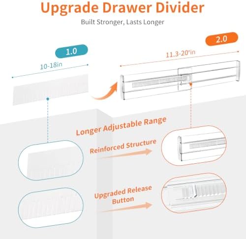Adjustable Drawer Dividers 11.3-20in Organizer for Dresser (6) - Image 2