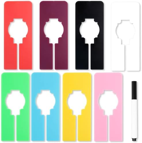 9 Pcs Closet Rack Dividers - 8 Colors Rectangular Plastic Hanging Clothing Hanger Dividers with Bonus Marker, Writable Reusable Closet Separators for Wardrobe Sorting Clothes Size Color Brand by Unknown
