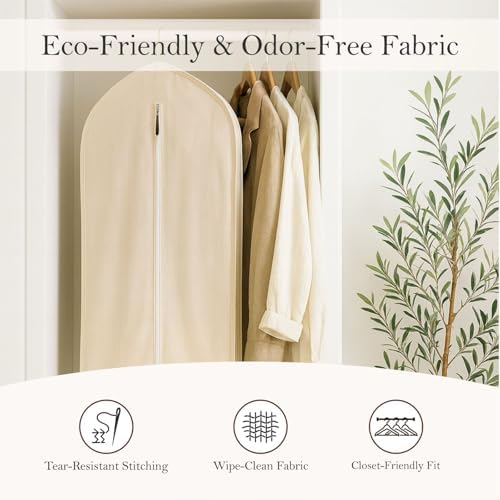 100% Cotton Garment Bag | Long | Breathable Garment Bags for Hanging Clothes | Garment Storage Bag for Long Dresses & Coats Storage | Pack of 1 (62 Inch) - Image 6
