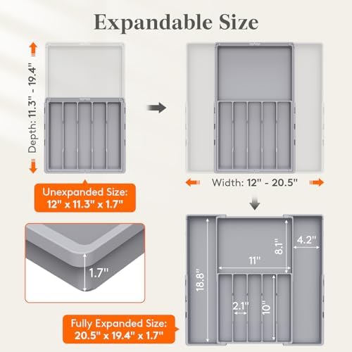 Lifewit Expandable Silverware Drawer Organizer, Utensil Tray for Kitchen - Image 2