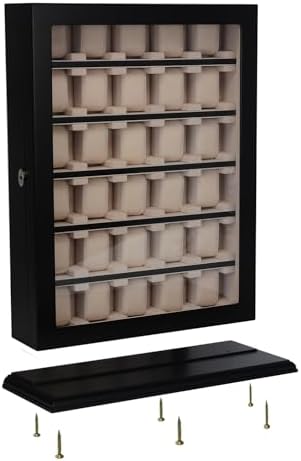 TIMELYBUYS 30 Piece Black Wood Watch Display Wall Hanging Case and Storage Organizer Box and Stand for Oversized Watches - Image 4