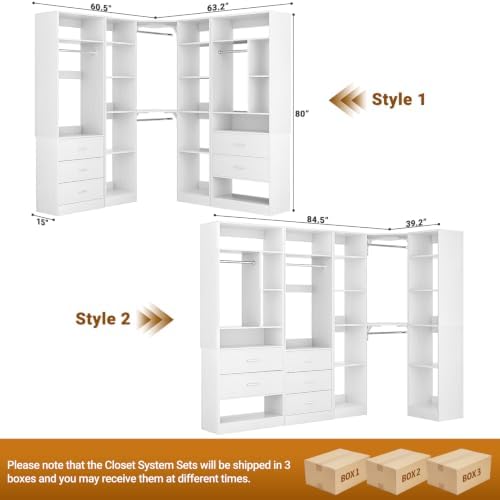 Besiost Corner Closet System with 5 Drawers, Closet Organizer Systems - Image 7