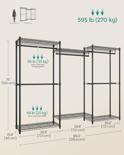 SONGMICS Closet Organizers and Storage, Clothes Rack with Shelves - Image 6