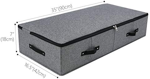 Under Bed Storage Bins with Lids, Closet Organizers, Foldable Under-bed Storage Baskets for Sheets, Clothes, Quilts, Sweaters, Wrapping Paper, 35x16.5x7inch, Black Gray, 1PCS - Image 2