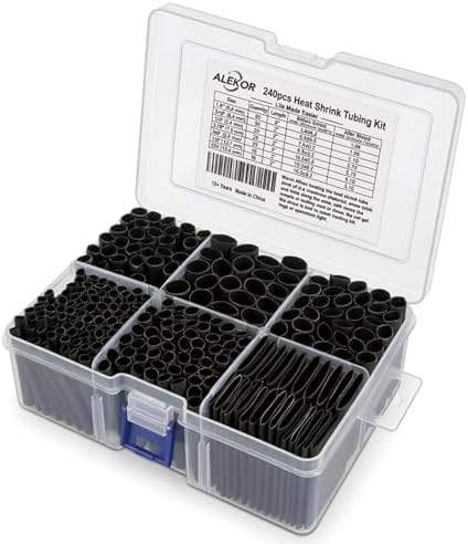 3:1 Dual Wall Heat Shrink Tubing Kit 240 PCS Black by ALEKOR