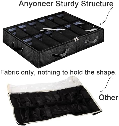 Set of 2, Under Bed Shoe Storage Organizer, Black - Image 5