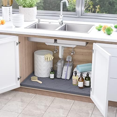 SIKADEER Waterproof Under Sink Mat 19" x 19" Silicone Mat Cabinet Protector - Image 2