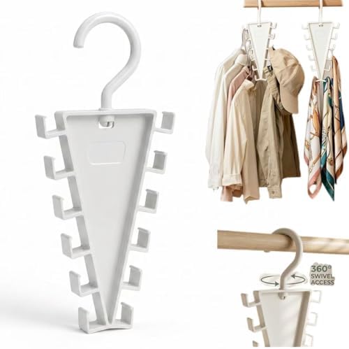 V-Shape 12-Hook Rotating Hanger, 360° Space Saving Closet Organizer by Unknown