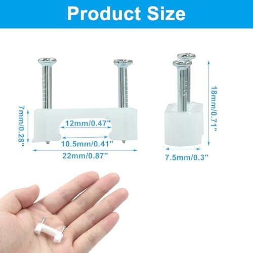 Biaungdo Cable Wire Clips with 2 Steel Nails, 12mm White, 100 Pcs - Image 2