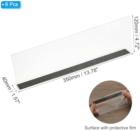 PATIKIL 8 Pack Shelf Dividers for Closet Organization, 13.8x1.6x4.8 Acrylic Magnetic Closets Separator Kitchen Cabinet Shelves Under Bed Blocker for Bedroom Kitchen Office, Clear - Image 2