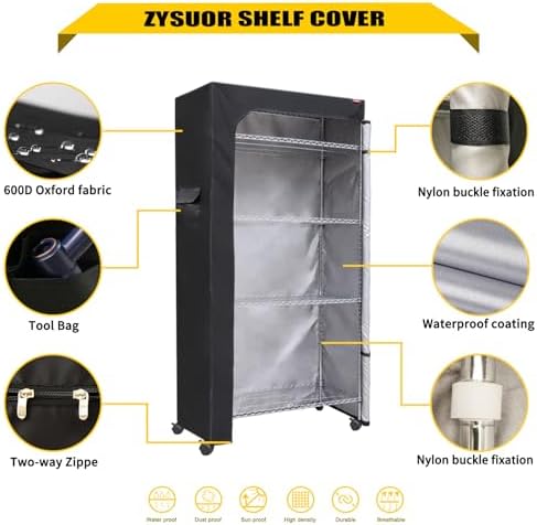 Storage Shelf Cover for Wire Shelving Rack, Fits 23.2"W×13.4"D×48"H - Image 2