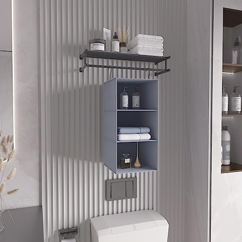 Hanging Closet Organizer 3-Shelf, Oxford Fabric Wardrobe Storage, Gray - Image 6