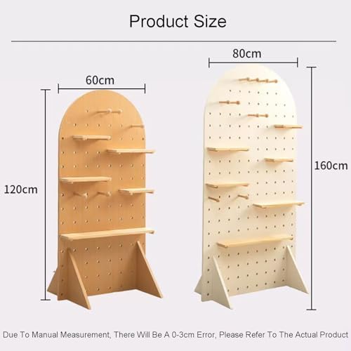 1pc Freestanding Pegboard Room Divider - Adjustable Privacy Screen for Home, Office, and Trade Shows(Wood Color,160x80cm) - Image 2