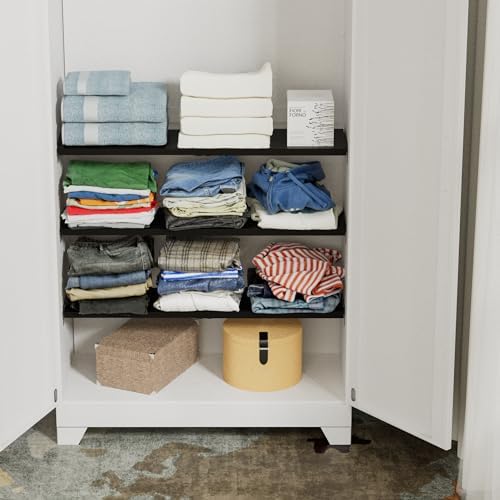 Expandable Closet Tension Shelf Organizers, Cabinet Rack Storage for Wardrobe Divider Shelves Pantry Cupboard Kitchen (2 Pack, W11.81 x L: 17" to 31") - Image 4