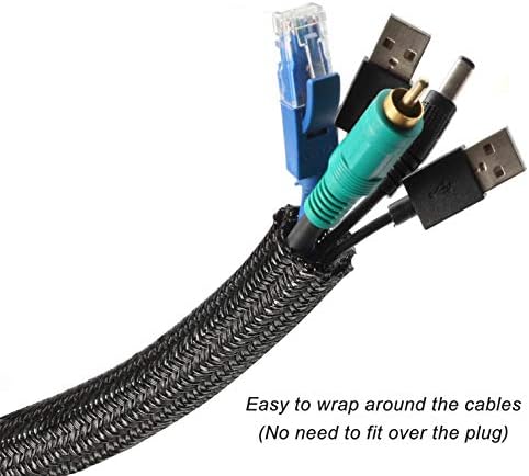 Cable Management Sleeve, Split Design, 25FT - 3/4 Inch, Black - Image 2