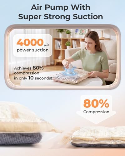 BAGSMART Travel Vacuum Seal Storage Bags Bags for Clothes with Pump - Image 4
