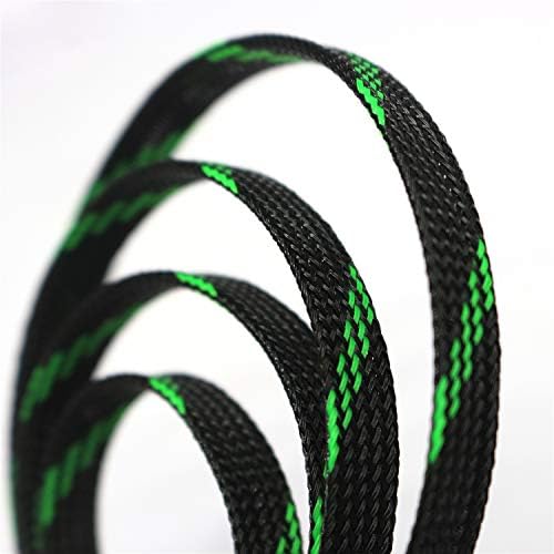 30ft PET Expandable Sleeving Wire Cable Sleeve (2/3", Green&Black) by CBAZY