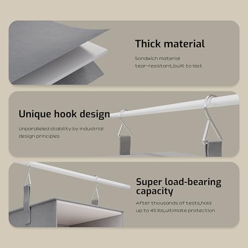 6-Shelf Hanging Closet Organizer with 3 Drawers, Separable, Medium Gray - Image 6