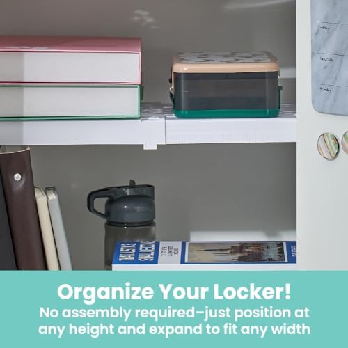 LockerMate Adjust-A-Shelf Locker Shelf, School Organizer, White - Image 3