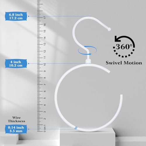 Yaocom 4 Pack Belt Hangers for Closet Rotatable Belt Ring Hook Tie Rack Holders Closet Hanger Organizer for Ties Scarves Baseball Cap Wardrobe Accessory Storage(White) - Image 2