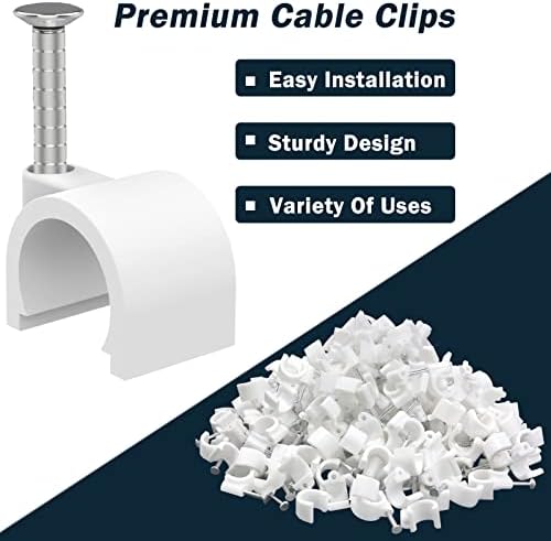 400 Pcs 10mm Nail in Cable Clips - Coax, Speaker, Ethernet, RG6, RG59, CAT6, RJ45 Wall Wire Clips - Image 2