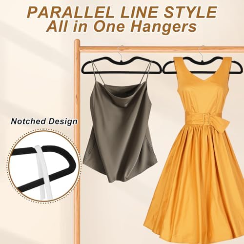 Pants Hangers Non Slip, 30 Pack Velvet Hangers for Closet with 30 Hooks, Strong Durable Slimline Space Saving Pants Hanger, Space Saving Flocked Hangaers for Pants, Shirts, Bra, Shorts (Black-M-shape) - Image 6