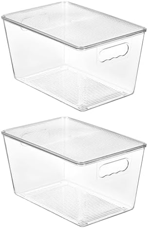 Vtopmart 2 Pack Clear Stackable Storage Bins with Lids and Handles, Large by Vtopmart