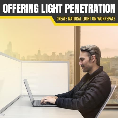 OBEX Polycarbonate Office Desk Mounted Privacy Screen Adjustable Table Top Panel Divider, Universal Aluminum Bracket-USA Made, 24" x 66, White - Image 6