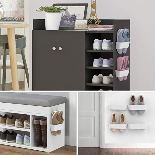 6Pack Wall Shoe Rack, Adhesive or Screw Mount for RV, White - Image 2