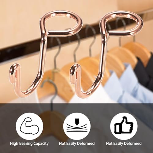 Sumnacon Cascading Hanger Hooks for Velvet Wooden Hangers, 30Pcs Rose Gold - Image 5