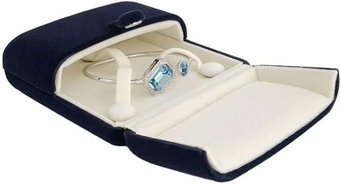 Beautiful Navy Blue Velvet Bangle Bracelet Box Packaging Premium Grade Unique Design Jewelry Case (Jewelry is not included)