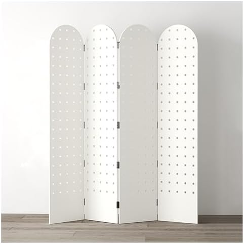 Wood Pegboard Room Divider Panel,Room Divider Wall with Support Feet,2/3/4 Panels Pegboard Partition Screen,for Bedroom Bazaar Jewelry Store(White,180x40cm-4 Panel) by ZFUCMAYL