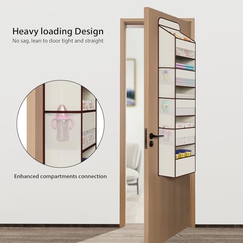 Univivi Fabric Over Door Hanging Organizer for Baby Nursery, Beige, 5-Shelf - Image 2
