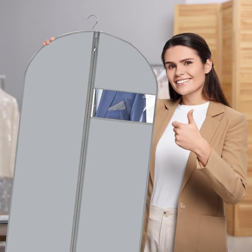 Garment Bag Suit Bag for Storage 40 inch, Washable Suit Cover for T-Shirt, Jacket, Suits, Coats,7 packs,Gray - Image 7