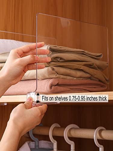Sooyee Acrylic Shelf Dividers for Closet Organization,4 PCS Closet Shelf Organizer,Closet Dividers Purse Organizer for Closet,Closet Separator for Bedroom Kitchen Cabinets and Office Shelves,Clear - Image 4