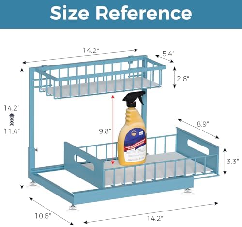 Saydear 2-Pack L-Shaped Under Sink Organizer, 2-Tier Pull-out Cabinet Rack - Image 6