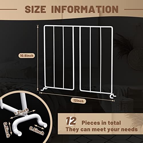 Amylove 12 Pcs Wire Shelf Divider for Wire Shelves Closet Organization Clothes Wardrobe Separators Closet Organizer Dividers Storage Rack Separator for Cabinets Kitchen Office, White - Image 2